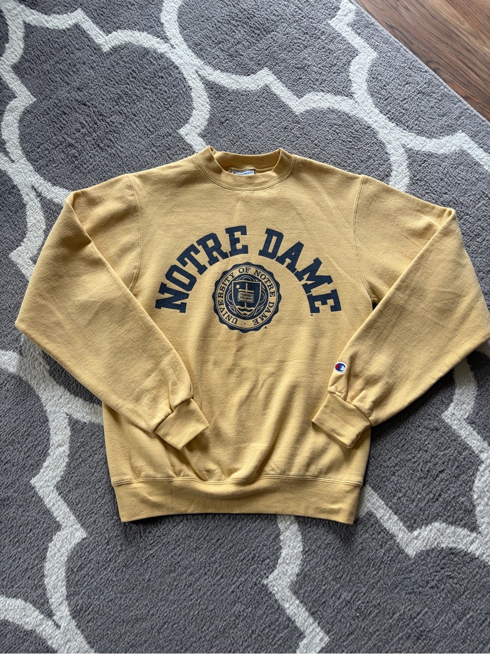 Champion Mustard Yellow Notre Dame Crewneck Sweatshirt